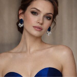 Elegant Blue Strapless Dress